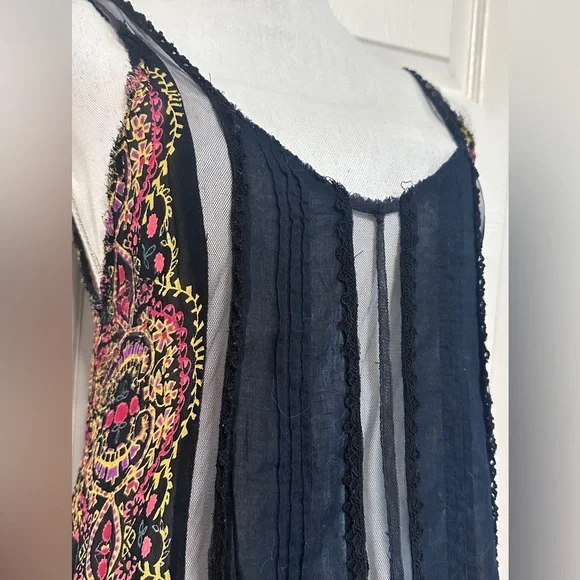 RARE Free People FP ONE Vintage Border Print Tunic Slip Top Shirt size Large - Picture 5 of 11